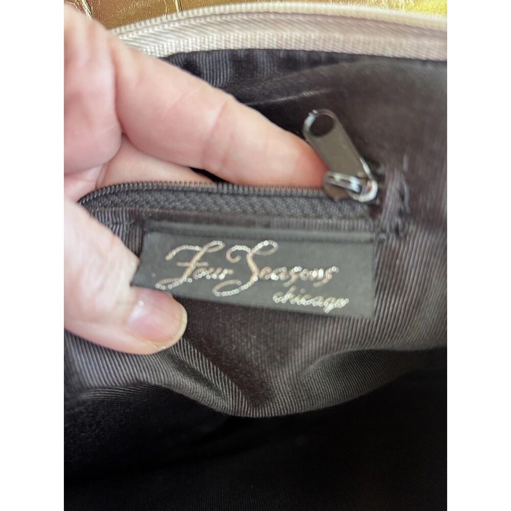 Y2K Gold Metallic Shoulder Bag Four Seasons Chicago Studded Purse 90's Glam - Picture 2 of 5